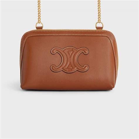 celine clutch on chain cuir triomphe|Women's Clutch on chain cuir Triomphe in textile with Triomphe .